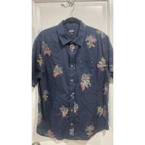 BILLABONG SUNDAYS Men's Blue Floral Button Shirt Size Large